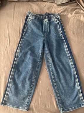 GAP Two-Tone Relaxed Wide-Leg Jeans - Medium Blue